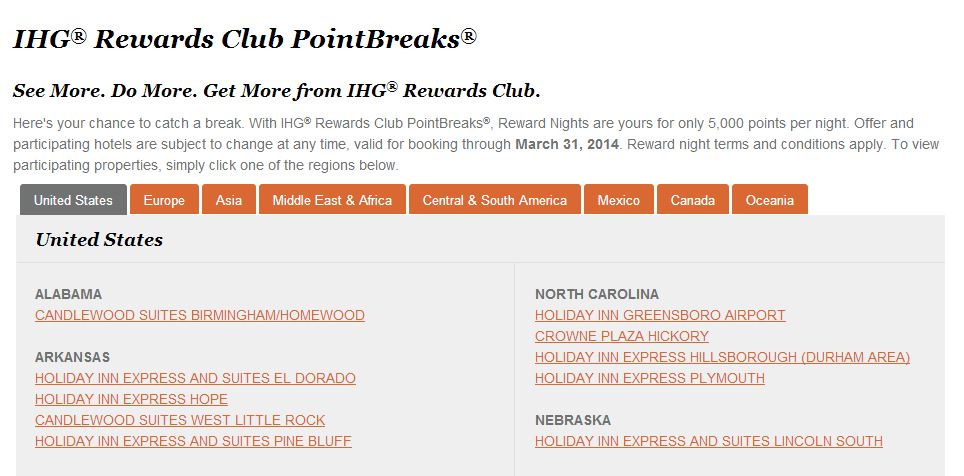 Priority Club Points Break