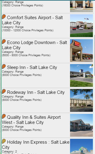 Here is the list of hotels